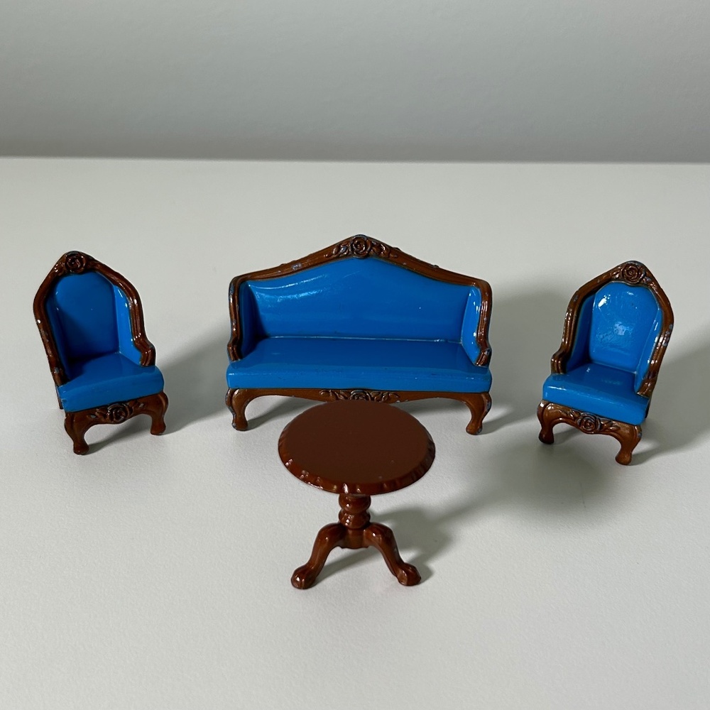 Vintage 80s Mattel The Littles Die Cast Dollhouse Furniture Living Room Set of 4